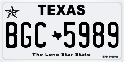 TX license plate BGC5989