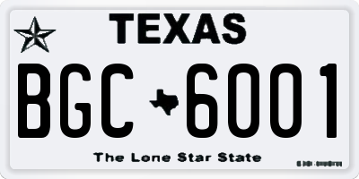 TX license plate BGC6001