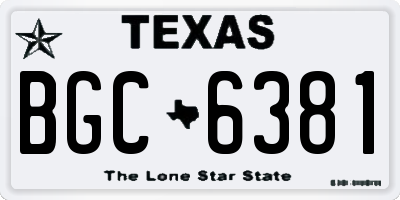 TX license plate BGC6381