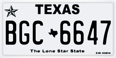 TX license plate BGC6647