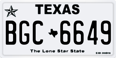 TX license plate BGC6649
