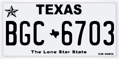 TX license plate BGC6703