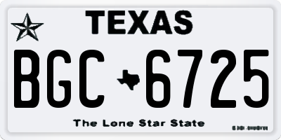 TX license plate BGC6725