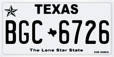 TX license plate BGC6726