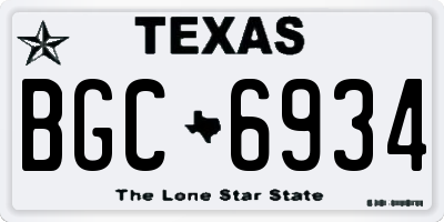 TX license plate BGC6934