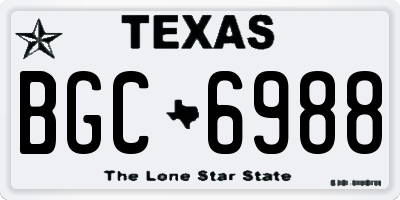 TX license plate BGC6988