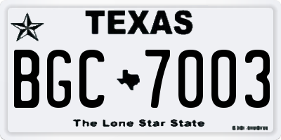 TX license plate BGC7003