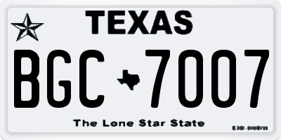 TX license plate BGC7007