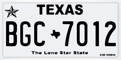 TX license plate BGC7012
