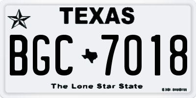 TX license plate BGC7018