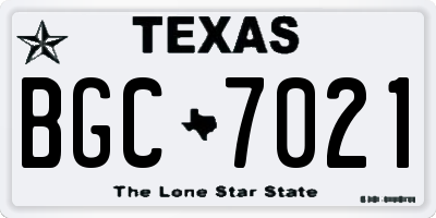 TX license plate BGC7021