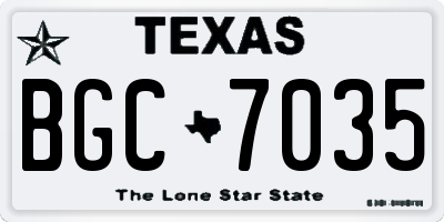 TX license plate BGC7035