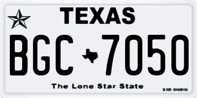 TX license plate BGC7050