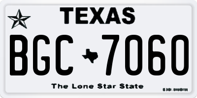 TX license plate BGC7060