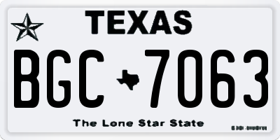 TX license plate BGC7063