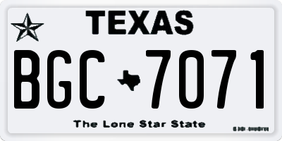 TX license plate BGC7071