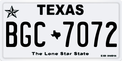 TX license plate BGC7072
