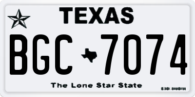 TX license plate BGC7074