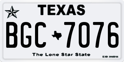 TX license plate BGC7076