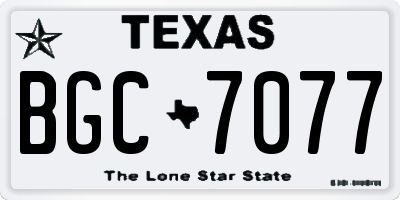 TX license plate BGC7077