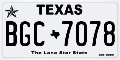 TX license plate BGC7078