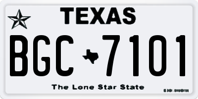 TX license plate BGC7101