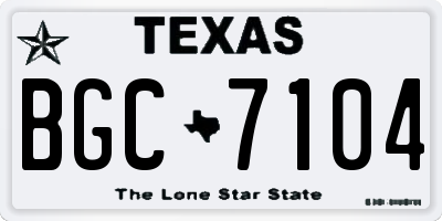 TX license plate BGC7104