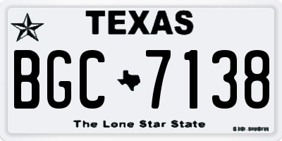 TX license plate BGC7138