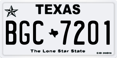TX license plate BGC7201