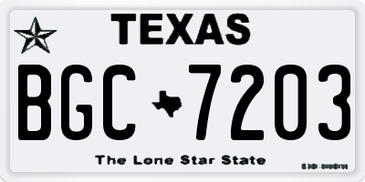 TX license plate BGC7203