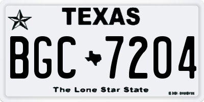 TX license plate BGC7204