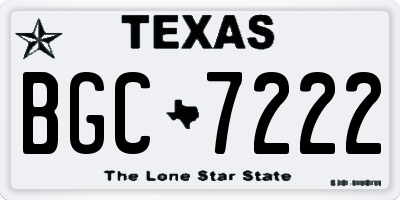 TX license plate BGC7222