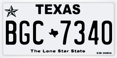 TX license plate BGC7340