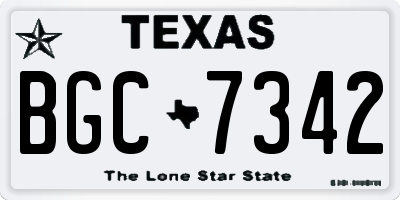 TX license plate BGC7342