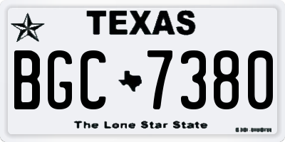 TX license plate BGC7380
