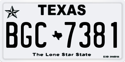 TX license plate BGC7381