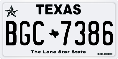 TX license plate BGC7386