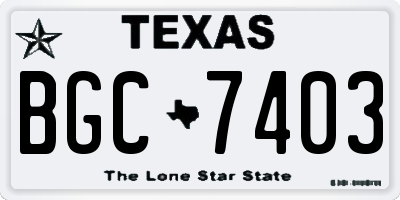 TX license plate BGC7403