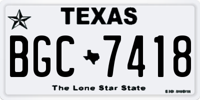TX license plate BGC7418