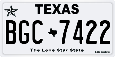 TX license plate BGC7422