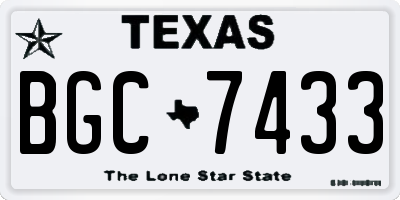 TX license plate BGC7433
