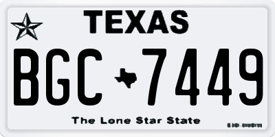 TX license plate BGC7449