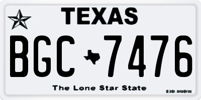 TX license plate BGC7476