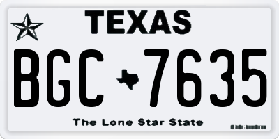 TX license plate BGC7635