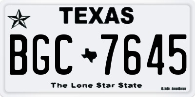 TX license plate BGC7645