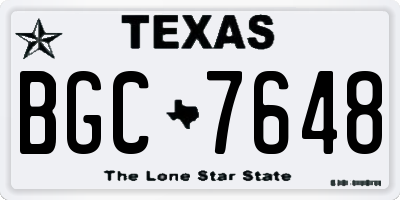 TX license plate BGC7648
