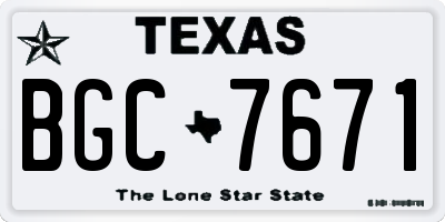 TX license plate BGC7671