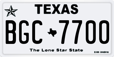 TX license plate BGC7700
