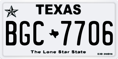 TX license plate BGC7706