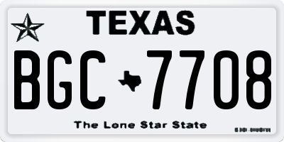 TX license plate BGC7708